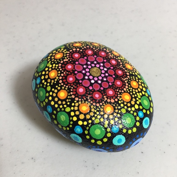 Other - Hand Painted Mandala Rock Paper Wright Home Decor